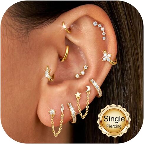 FUNRUN JEWELRY 20G أقراط الغضروف للنساء هيبوالرجينيك أقراط مسطحة الظهر الجراحية الصلب الغضروف هوب محارة الزنمة Daith الحلزون ثقب المجوهرات لثقب متعددة in Kuwait