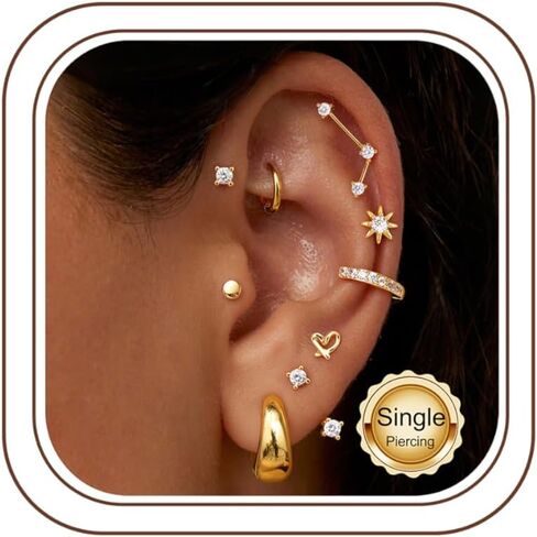 FUNRUN JEWELRY 20G أقراط الغضروف للنساء هيبوالرجينيك أقراط مسطحة الظهر الجراحية الصلب الغضروف هوب محارة الزنمة Daith الحلزون ثقب المجوهرات لثقب متعددة in Saudi Arabia