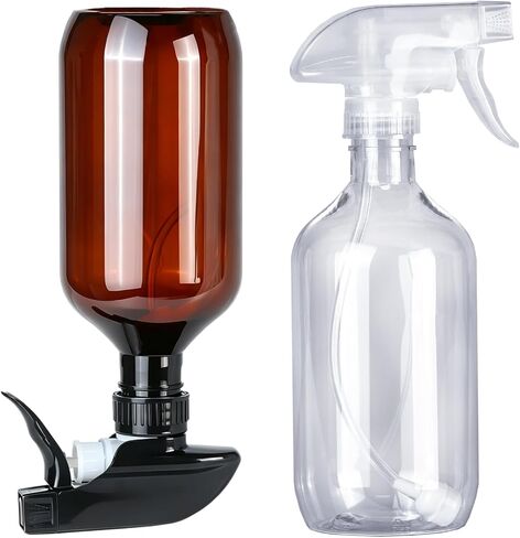 2 Pack 360° Spray Bottles, 10 oz Plastic Small Containers with Adjustable Spray Nozzles, Spray Bottles for Hair, Cleaning Solutions, BBQ and Plants Clear in Saudi Arabia