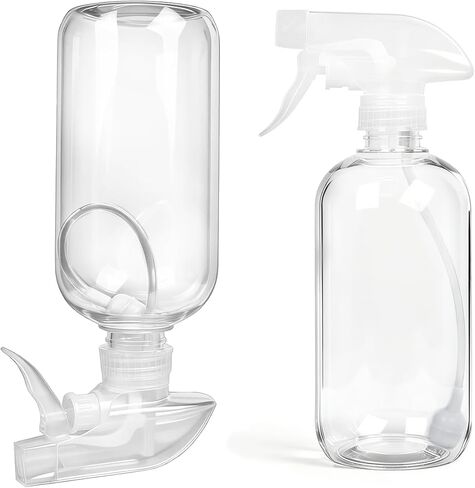2 Pack 360° Spray Bottles, 10 oz Plastic Small Containers with Adjustable Spray Nozzles, Spray Bottles for Hair, Cleaning Solutions, BBQ and Plants Clear in Saudi Arabia