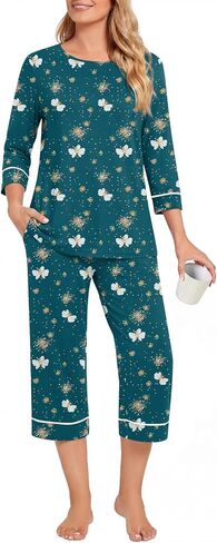Aodemo Womens Capri Pajama Sets 2 Piece Pjs Set Soft Lounge Sleepwear with Pockets in Saudi Arabia