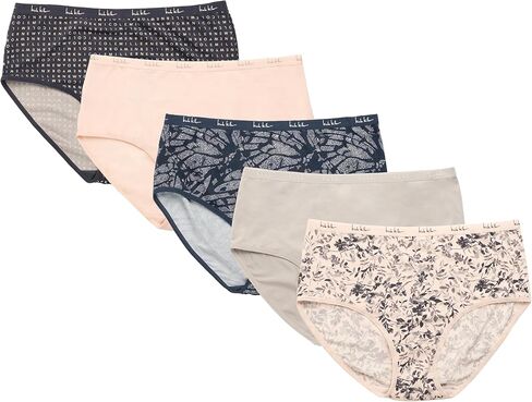 Nicole Miller Women's Brushed Knit High Waisted Brief Underwear Set, 5-Pack (Missy & Plus) in Saudi Arabia