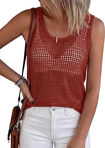 Totatuit Sleeveless Sweater Tops for Women 2026 Boho Tank Top Summer Round Neck Beach Vacation Clothes in Saudi Arabia