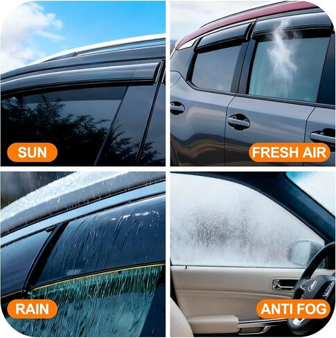 4 قطع تناسب 2025 2026 KIA K4 واقيات المطر منحرف الرياح أقنعة نافذة مضادة للمطر مع شريط 304 من الفولاذ المقاوم للصدأ - واقيات المطر لتقليل الضوضاء وعواكس الرياح الجانبية للنافذة in Kuwait