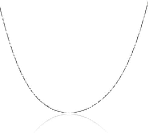 IceCarats 14K Solid White Gold 0.5mm Box Link Chain Necklace 20 inch in Saudi Arabia