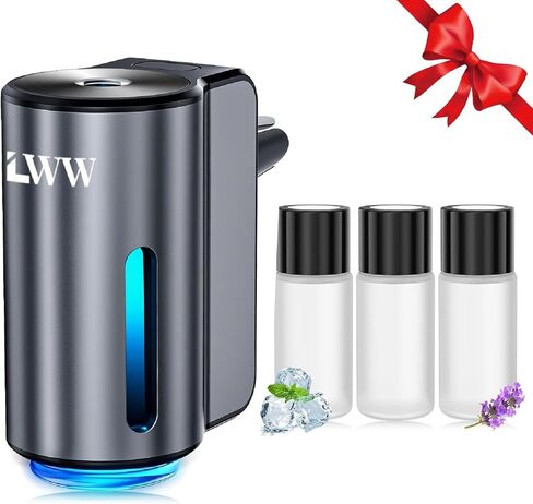 معطر هواء السيارة الذكية LWW، 3 مستويات كثافة، ناشر رائحة قابل لإعادة الشحن، 3 زجاجات عطر × 10 مل، قابلة للتعديل، رائحة سوداء قوية (نكهة هادئة + منعشة + نكهة المحيط) in Kuwait