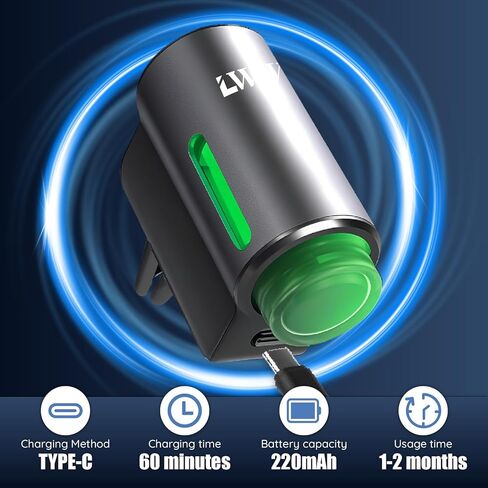 معطر هواء السيارة الذكية LWW، 3 مستويات كثافة، ناشر رائحة قابل لإعادة الشحن، 3 زجاجات عطر × 10 مل، قابلة للتعديل، رائحة سوداء قوية (نكهة هادئة + منعشة + نكهة المحيط) in Kuwait