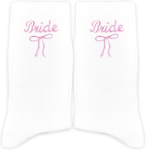 Maid of Honor Embroidered Socks with Pink Bow - Wedding Party Gifts for Maid of Honor, Bride Tribe Socks.(031) in Saudi Arabia