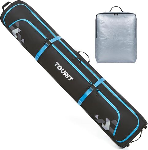 TOURIT Rolling Ski Bag and Ski Boot Bag Combo - Fully Padded Snowboard Bag with Wheels for Air Travel, Wheeled Ski Bag Holds 2 Pairs of Skis (195cm) in Saudi Arabia