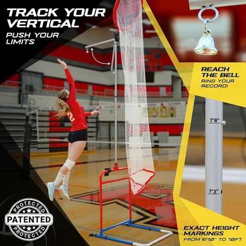 Patented 2in1 Volleyball Setter Training Net Equipment & Vertical Jump Tester Trainer. Setting Target for Jumping Setters Trainers, High Measurement Tool Pole Set for Vollyball Pass Indoor Practice in Saudi Arabia