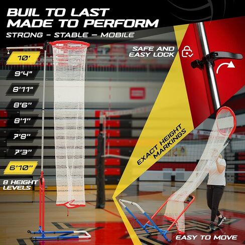 Patented 2in1 Volleyball Setter Training Net Equipment & Vertical Jump Tester Trainer. Setting Target for Jumping Setters Trainers, High Measurement Tool Pole Set for Vollyball Pass Indoor Practice in Saudi Arabia
