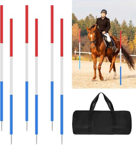 X-Kingsun 6 Set Pole Bending Poles for Horses 6FT Adjustable Training Equipment with Round Base for Horses Football Basketball Speed in Saudi Arabia