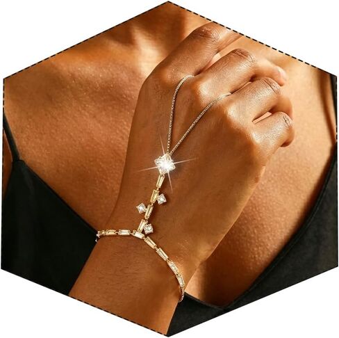 Adjustable Hand Chain Bracelet for Women,16K Hand Bracelet with CZ Heart Pendant, Elegant Finger Jewelry,Secure Ball Clasp Custom for All Hand Sizes and Any Occasion in Saudi Arabia