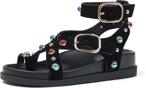 CELNEPHO Flat Sandals for Women Strappy Adjustable Comfortable Casual Open Toe Bohemian Retro Beach Summer Thong Studded Fashion Flip Flops in Saudi Arabia