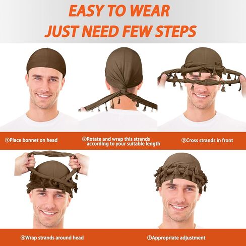 6 Pack Satin Lined Turban for Men, Silky Pre-Tied Head Wraps – Hair Protection Sleep Cap for Waves, Braids in Saudi Arabia