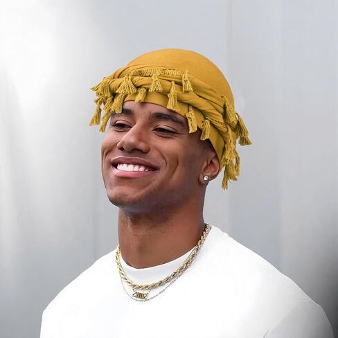 6 Pack Satin Lined Turban for Men, Silky Pre-Tied Head Wraps – Hair Protection Sleep Cap for Waves, Braids in Saudi Arabia