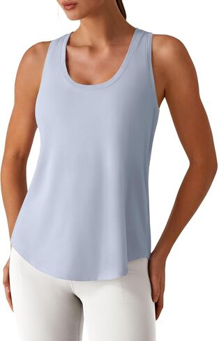 G4Free Racerback Women's Workout Tank Tops Scoop Neck Hip Length Muscle Top Soft Loose Fit for Gym Athletic Tanks in Saudi Arabia