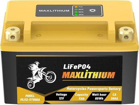12V 8Ah 480A Lithium Motorcycle Battery, Smart BMS LiFePO4 Powersport Battery Replaces YTX12-BS, YTX14-BS, YTX16-BS, YTX20L-BS, Compatible with ATV, UTV, Snowmobile, Motorboat, Lawn Mower in Saudi Arabia