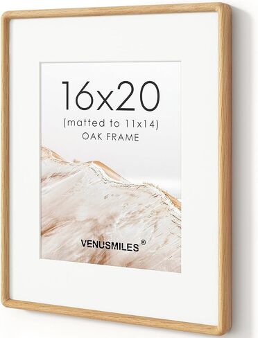 18x24 Picture Frame, USA-Sourced Natural OAK Wood Photo Frame with Tempered Glass, Handcrafted Rounded Corner 18 x 24 Frame Matted to 16x20 Photo, Horizontal or Vertical Wall Mounting in Kuwait