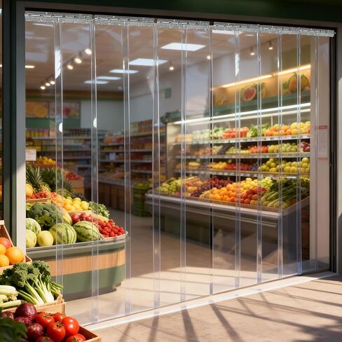 ستائر باب بشريط PVC من foriy، بطول 164 قدمًا وعرض 7.1 بوصة، ستارة باب بلاستيكية مقاومة للماء من الفينيل، ستارة شريطية قابلة للتخصيص للمستودعات التجارية، المرآب، بيت الحيوانات الأليفة (أسود) in Kuwait