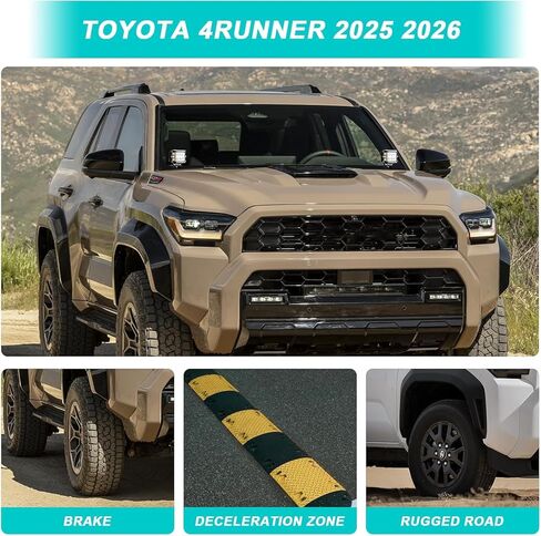 دعامات إضاءة الخندق متوافقة مع Toyota 4Runner 2025 2026، حامل إضاءة غطاء المحرك، دعامات إضاءة LED بدون مثقاب لملحقات Toyota 4Runner in Kuwait