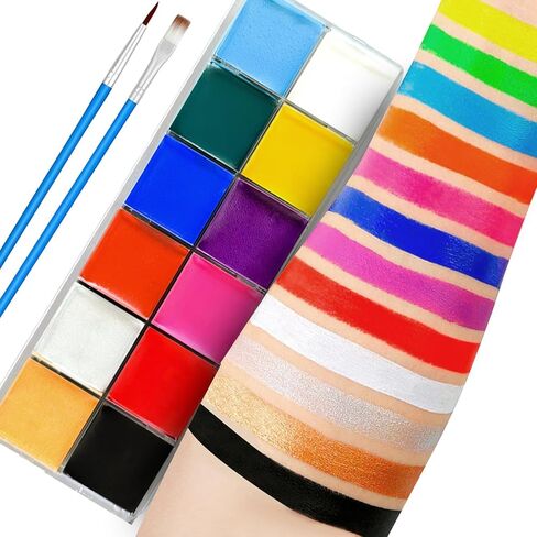 Face Paint 12 Color, Halloween Face Body Painting Set with Brushes, Safe & Non-Toxic, for Birthday Christmas Halloween Makeup Party (12 Color) in Saudi Arabia