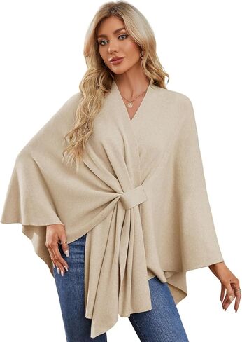Women's Shirts, Elegant Shawl Wraps Soft Open Front Poncho Sweater for Spring Fall Winter in Saudi Arabia