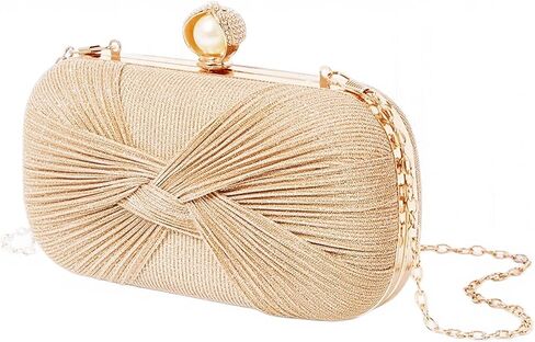 Clutch Purses for Women Formal Dressy Evening Bag Sparkling Pleated Clutch Bag with Chain for Wedding Party in Saudi Arabia