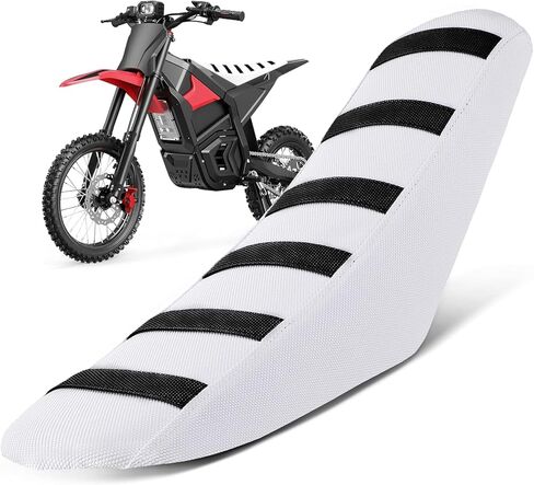غطاء مقعد الدراجة الترابية العالمي لـ CRF XR TTR KLX PW DRZ RM 50 70 80 100-125cc Pit Bike أبيض/شريط أسود غير قابل للانزلاق/قابض ناعم/مقاوم للماء in Kuwait