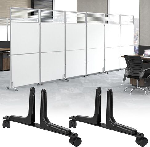 MYOYAY 2 Packs Room Divider Stand, Aluminum Alloy Room Divider Stabilizer Feet with Movable Wheel Privacy Screen Holder for Bedroom Bathroom Office(Silver) in Saudi Arabia