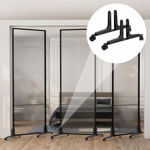 MYOYAY 2 Packs Room Divider Stand, Aluminum Alloy Room Divider Stabilizer Feet with Movable Wheel Privacy Screen Holder for Bedroom Bathroom Office(Silver) in Saudi Arabia