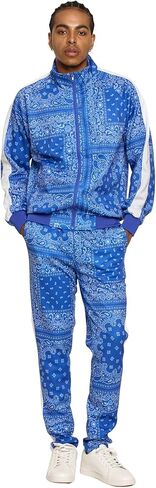 G-Style USA طقم بدلة رياضية G-Striped Bandana Paisley للرجال - ST804 - أسود - صغير in Kuwait