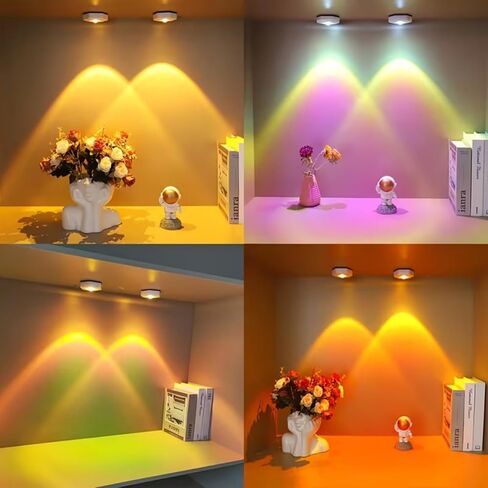 مصباح حائط LED إسقاط 3 AAA يعمل ببطارية متعددة الألوان مصباح محيطي لإضاءة الخزانات والممرات في غرف النوم، أرجواني in Saudi Arabia