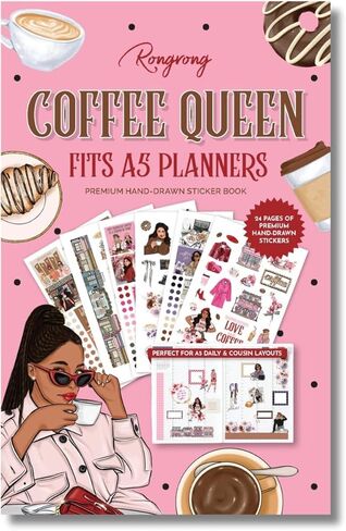 Hobonichi Compatible A5 Planner Sticker Book – Coffee Queen Collection Coffee-Themed Decorative & Functional Stickers for Cousin & Weeks Size Planners, Journals & Creative Planning in Saudi Arabia
