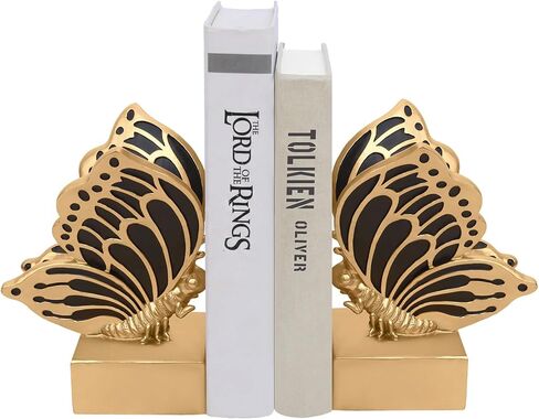 مساند الدفاتر المزخرفة للأرفف - نهايات الكتب المصنوعة من الراتنج على شكل فراشة عتيقة للكتب الثقيلة، ديكور فريد للمكتب المنزلي (أزرق) in Kuwait