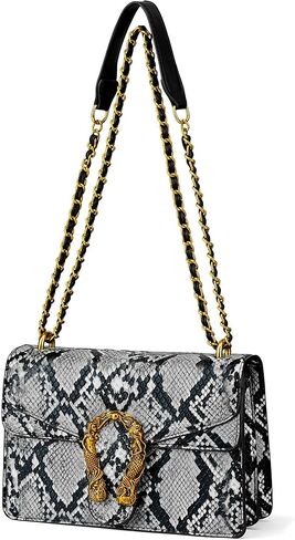 Leather Shoulder Bag for Women - Fashion Crossbody Purse Retro Snake Print Satchel Handbag in Saudi Arabia