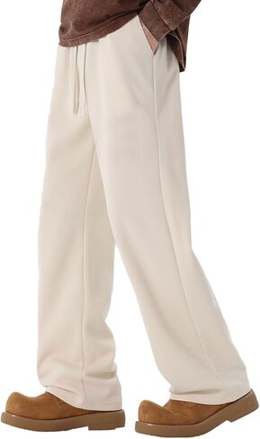 SHAGGA Mens Sweatpants Thick Fleece Lined Warmth Open Straight Leg Jogger Active Pants with Pockets for Running Gym in Saudi Arabia