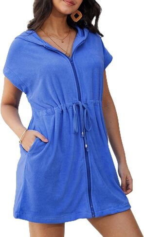 Yimoon Swimsuit Coverup for Women Terry Cloth Bathing Suit Cover Up Hooded Beach Swimwear Robes with Pockets in Saudi Arabia