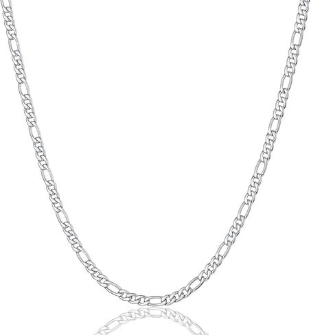 سلسلة تشينزبرو فيجارو للرجال والنساء، قلادات رجالية من الفولاذ المقاوم للصدأ سلسلة فيجارو قلادة هيب هوب، واسعة 3/5/8/12 مم، صندوق هدايا مُرسل بطول 18-30 بوصة in Kuwait