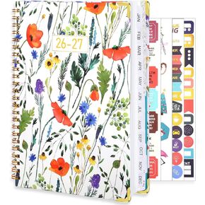 مخطط 2025، مخطط تقويم أسبوعي وشهري 2025 من يناير إلى ديسمبر A5 (6.5 بوصة × 8.5 بوصة) مخطط أكاديمي مخطط عمل لمدة 12 شهرًا مع علامات تبويب وجيب داخلي لمكتب المدرسة المنزلية، زهرة زرقاء in Kuwait