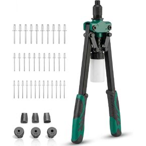 مسدس برشام بمقبض مزدوج شديد التحمل، أداة تثبيت احترافية لأعمال المعادن وإصلاح السيارات، مقابض مسامير 1/8 بوصة إلى 3/16 بوصة، مع 3 فتحات أنف قابلة للتبديل وحقيبة تخزين in Kuwait