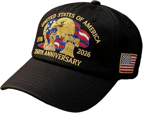 250th Anniversary USA Hat,Adjustable American Hat Embroidered Patriotic Hats for Men&Women in Saudi Arabia