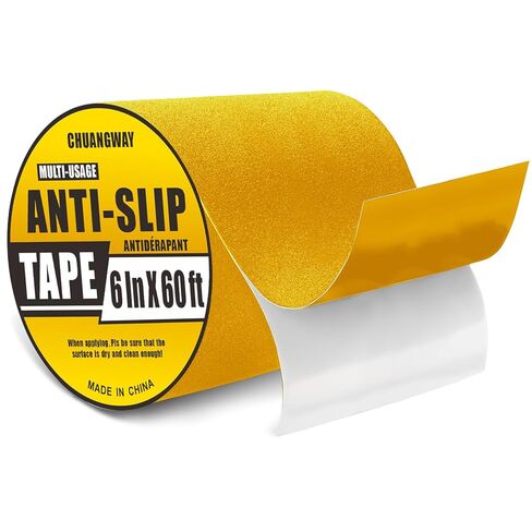 Anti Slip Traction Tape,6" x 60 ft ,Best Grip, Friction， Anti-Slip Pedal Tape for Stairs, Treads, Pool, Indoor, Outdoor, Non-Slip, High Traction Abrasive Bonded Stair Steps Warning Yellow/Black in Saudi Arabia