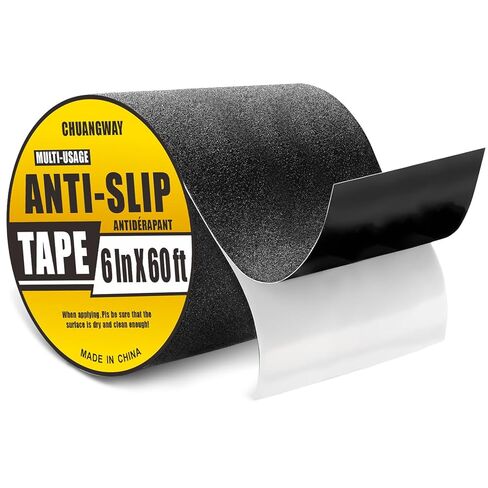 Anti Slip Traction Tape,6" x 60 ft ,Best Grip, Friction， Anti-Slip Pedal Tape for Stairs, Treads, Pool, Indoor, Outdoor, Non-Slip, High Traction Abrasive Bonded Stair Steps Warning Yellow/Black in Saudi Arabia