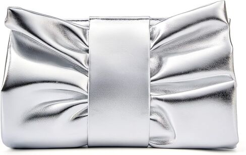 Elegant Bow Clutch Purse for Women Soft Pleated PU Evening Bag with Detachable Chain for Prom Party Wedding in Saudi Arabia