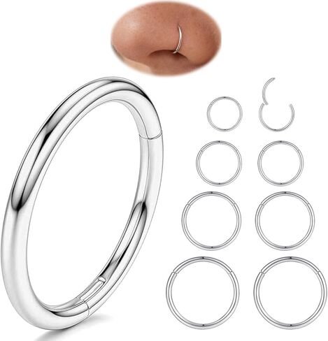 حلقات الأنف من Kospiers 20G 18G 16G 316L من الفولاذ الجراحي المفصلي قطعة الفرس الأنف هوب اللولب الغضروف الزنمة النائمة أقراط الجسم ثقب الشفاه مجوهرات للنساء والرجال 6 مم 8 مم 10 مم 12 مم in Saudi Arabia