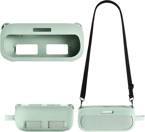 حافظة سيليكون لجهاز Bose SoundLink Flex & Flex الجيل الثاني، غطاء واقٍ مقاوم للصدمات مع حزام كتف قابل للتعديل - حقيبة مكبر صوت محمولة للسفر (أسود) in Kuwait