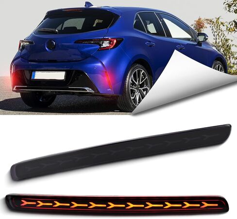 2Pc Full LED Rear Bumper Reflector Lights Kit for Toyota Corolla Hatchback 2019-2025 Tail Lamp Brake Fog Lamps Daytime Running Light,Rear Reflector Panel Trim Lamp Accessories (Smoked) in Saudi Arabia