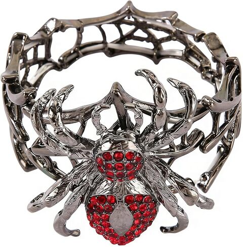 Gothic Rhinestone Spider Bracelet Vintage Hollow Out Adjustable Stretch Bangle for Women Men Mysterious Halloween Dark Vampire Costume in Saudi Arabia