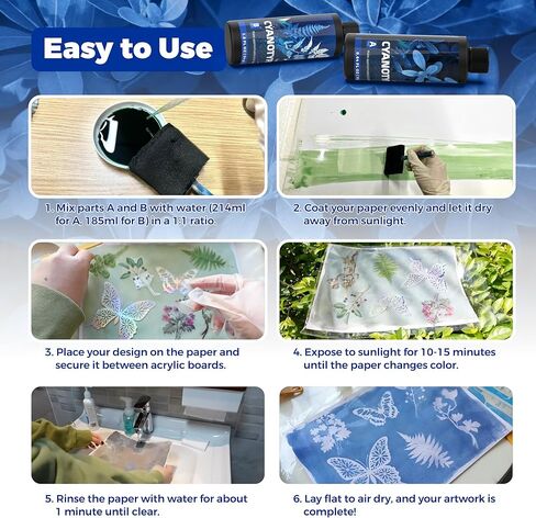 Cyanotype Sensitizer Set, Complete Cyanotype Kit for Sun Printing, Cyanotype Chemicals Kit for Cyanotype Dye Projects on Fabric and Paper, Ideal Cyanotype Sensitizer Kit for Beginners and Artists in Saudi Arabia